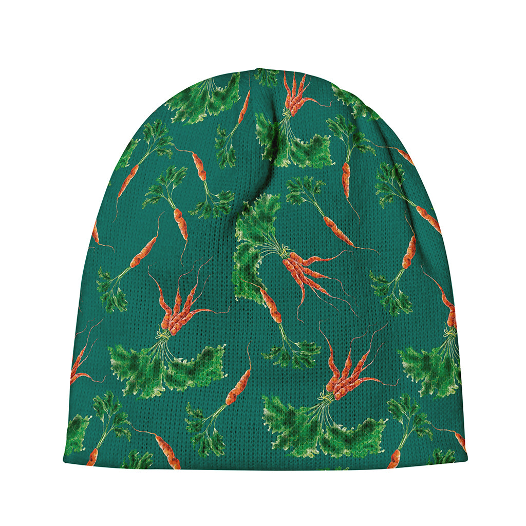 Watercolor Carrot Pattern Print Beanie