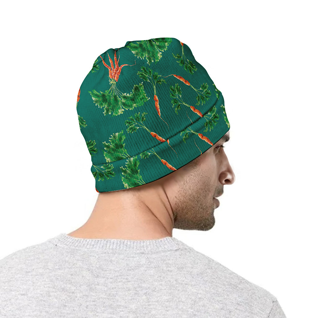Watercolor Carrot Pattern Print Beanie