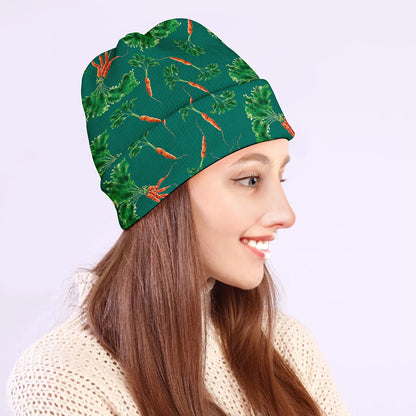 Watercolor Carrot Pattern Print Beanie