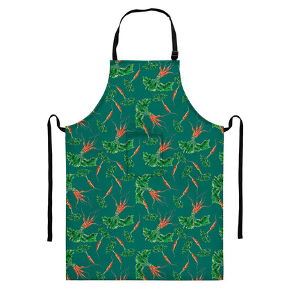 Watercolor Carrot Pattern Print Bib Apron With Pocket