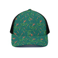 Watercolor Carrot Pattern Print Black Mesh Trucker Hat