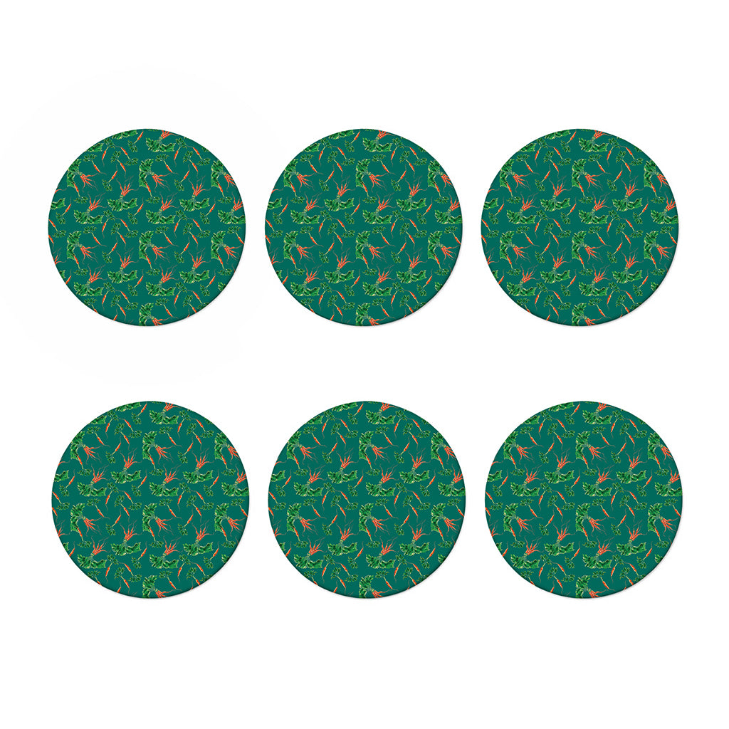 Watercolor Carrot Pattern Print Coaster Set