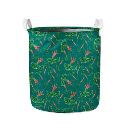 Watercolor Carrot Pattern Print Collapsible Laundry Basket
