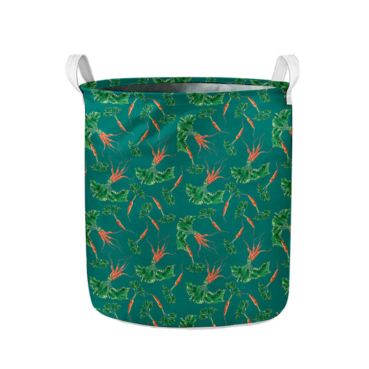 Watercolor Carrot Pattern Print Collapsible Laundry Basket