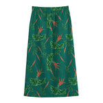 Watercolor Carrot Pattern Print Cotton Front Slit Maxi Skirt