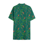 Watercolor Carrot Pattern Print Cotton Hawaiian Shirt