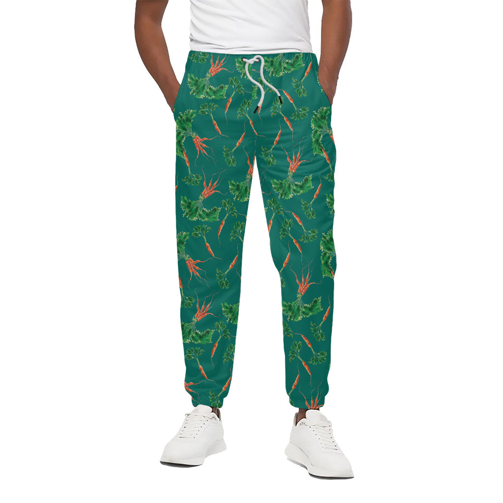 Watercolor Carrot Pattern Print Cotton Pants