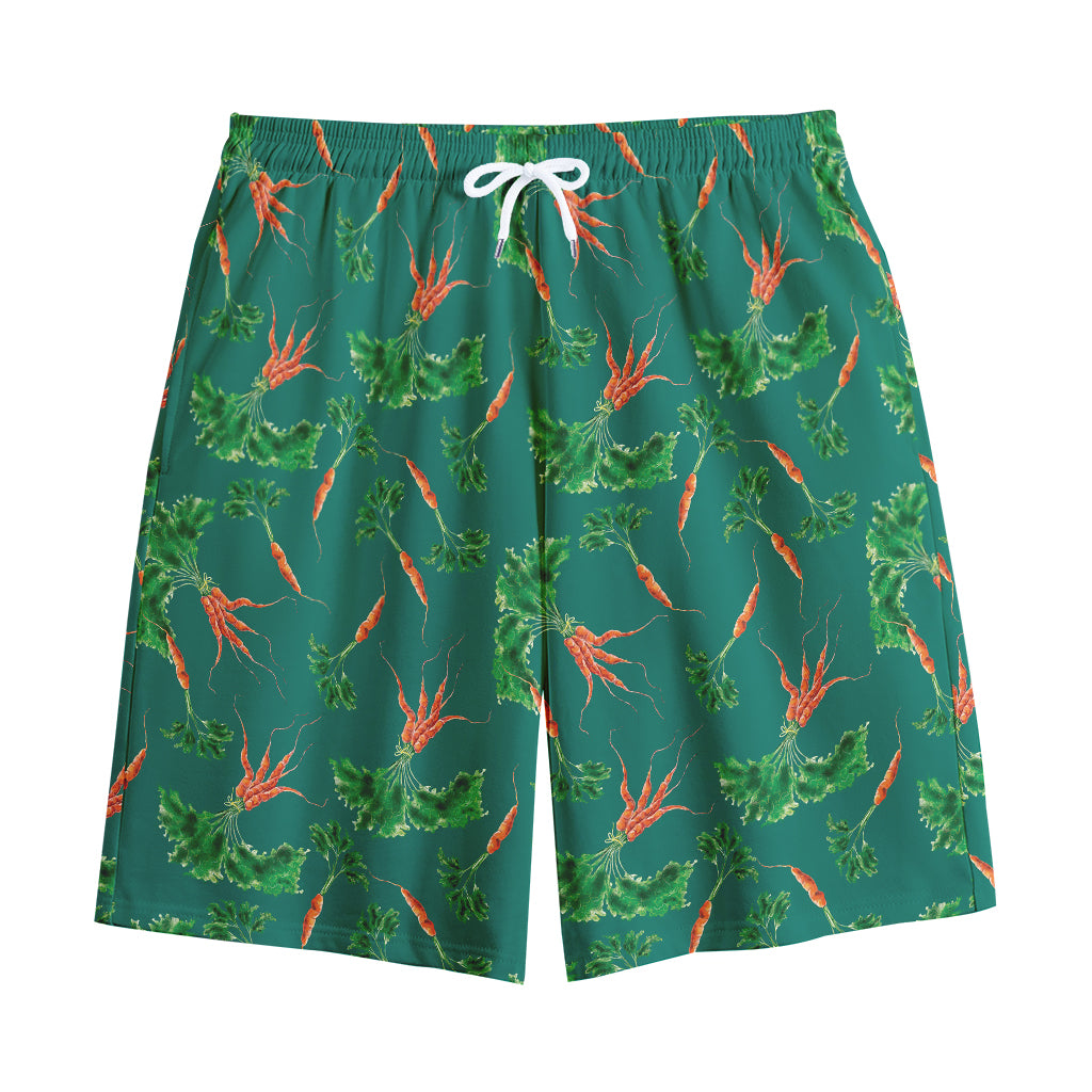 Watercolor Carrot Pattern Print Cotton Shorts