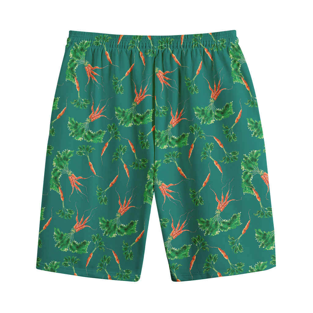 Watercolor Carrot Pattern Print Cotton Shorts