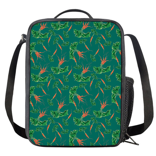 Watercolor Carrot Pattern Print Crossbody Lunch Bag