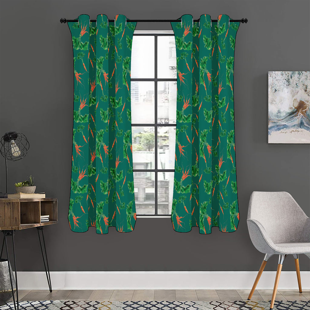 Watercolor Carrot Pattern Print Curtain