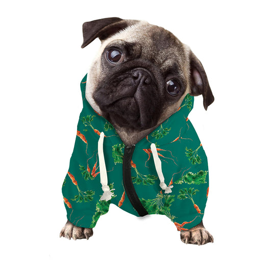 Watercolor Carrot Pattern Print Dog Zip Up Hoodie