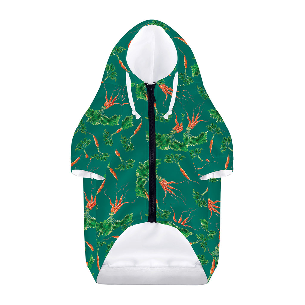 Watercolor Carrot Pattern Print Dog Zip Up Hoodie