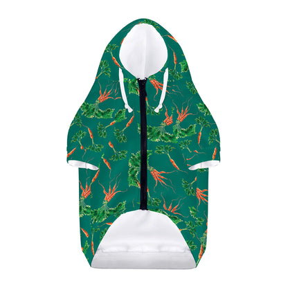 Watercolor Carrot Pattern Print Dog Zip Up Hoodie