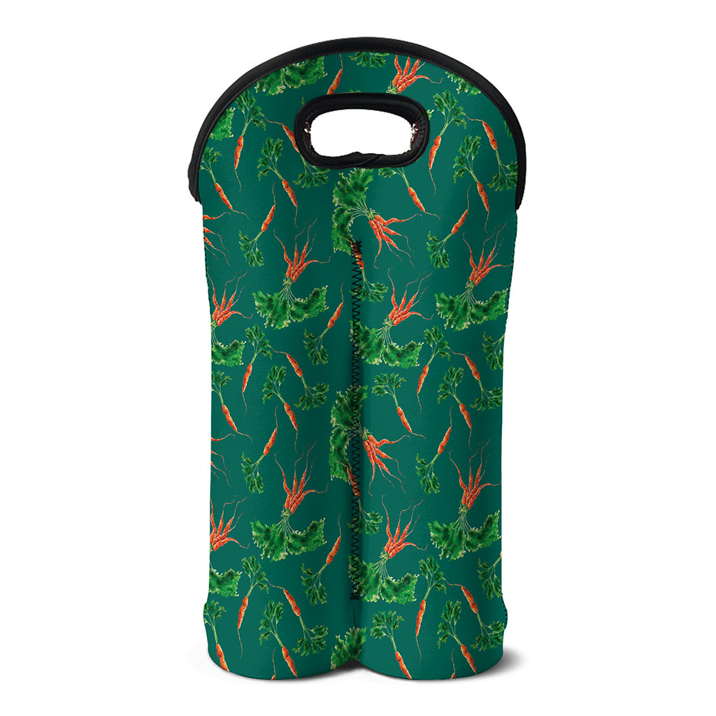 Watercolor Carrot Pattern Print Double Neoprene Wine Tote