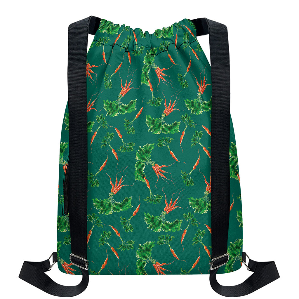 Watercolor Carrot Pattern Print Drawstring Backpack