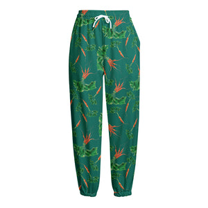 Watercolor Carrot Pattern Print Fleece Lined Knit Pants