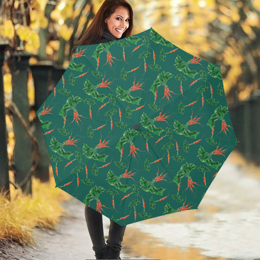 Watercolor Carrot Pattern Print Foldable Umbrella