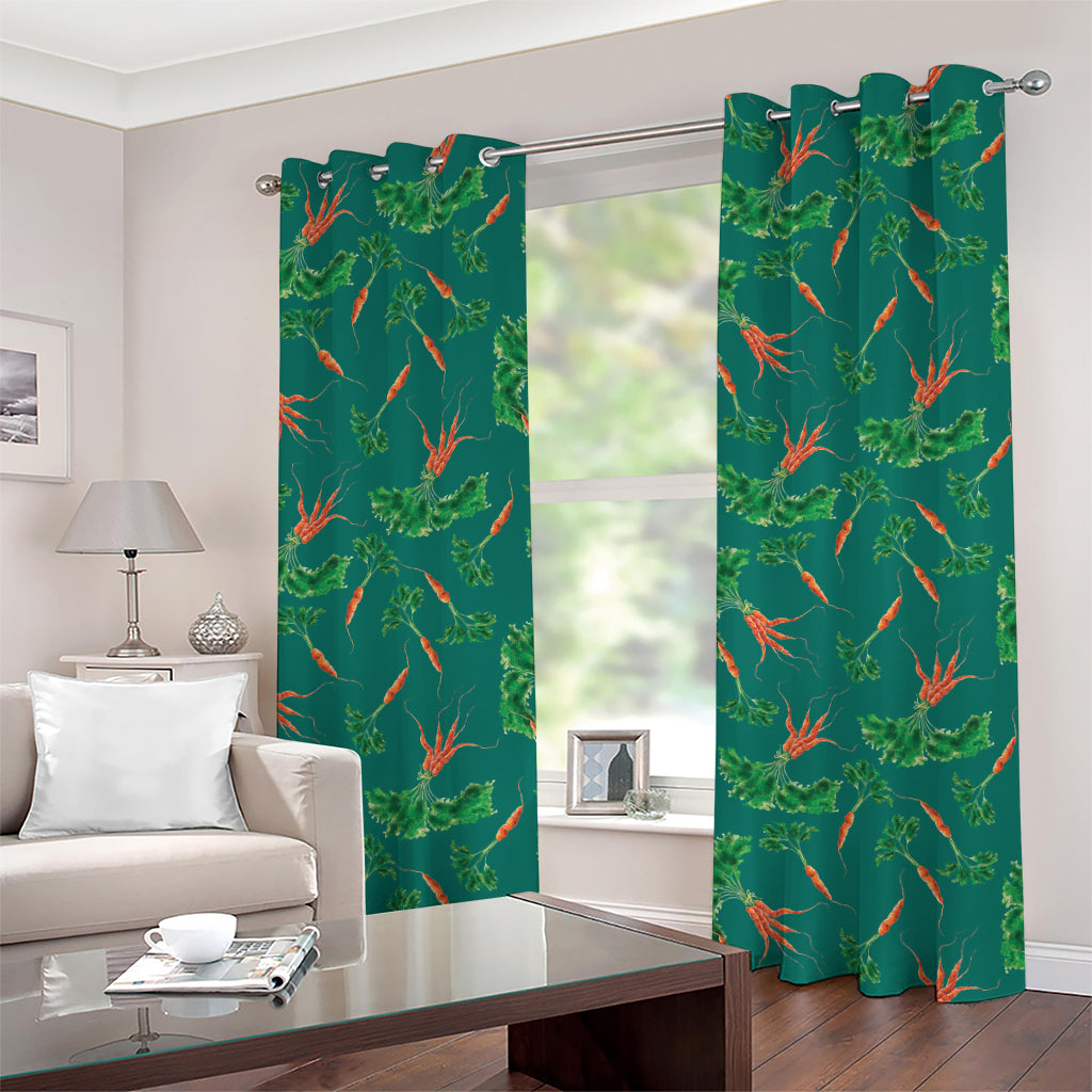 Watercolor Carrot Pattern Print Grommet Curtains