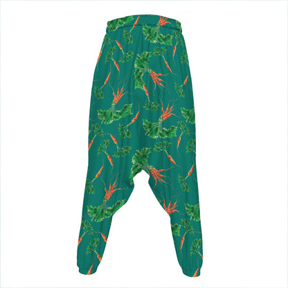 Watercolor Carrot Pattern Print Hammer Pants