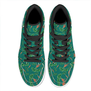 Watercolor Carrot Pattern Print High Top Leather Sneakers