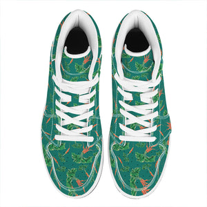 Watercolor Carrot Pattern Print High Top Leather Sneakers