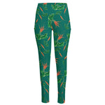 Watercolor Carrot Pattern Print High-Waisted Pocket Leggings
