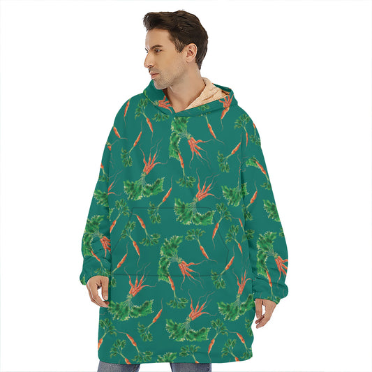 Watercolor Carrot Pattern Print Hoodie Blanket