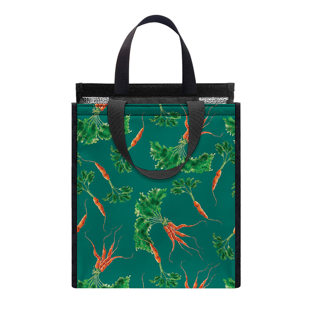 Watercolor Carrot Pattern Print Insulated Lunch Tote