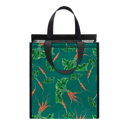 Watercolor Carrot Pattern Print Insulated Lunch Tote