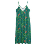 Watercolor Carrot Pattern Print Jersey Midi Cami Dress