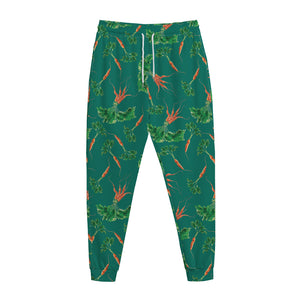 Watercolor Carrot Pattern Print Jogger Pants