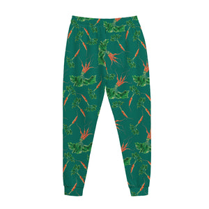 Watercolor Carrot Pattern Print Jogger Pants