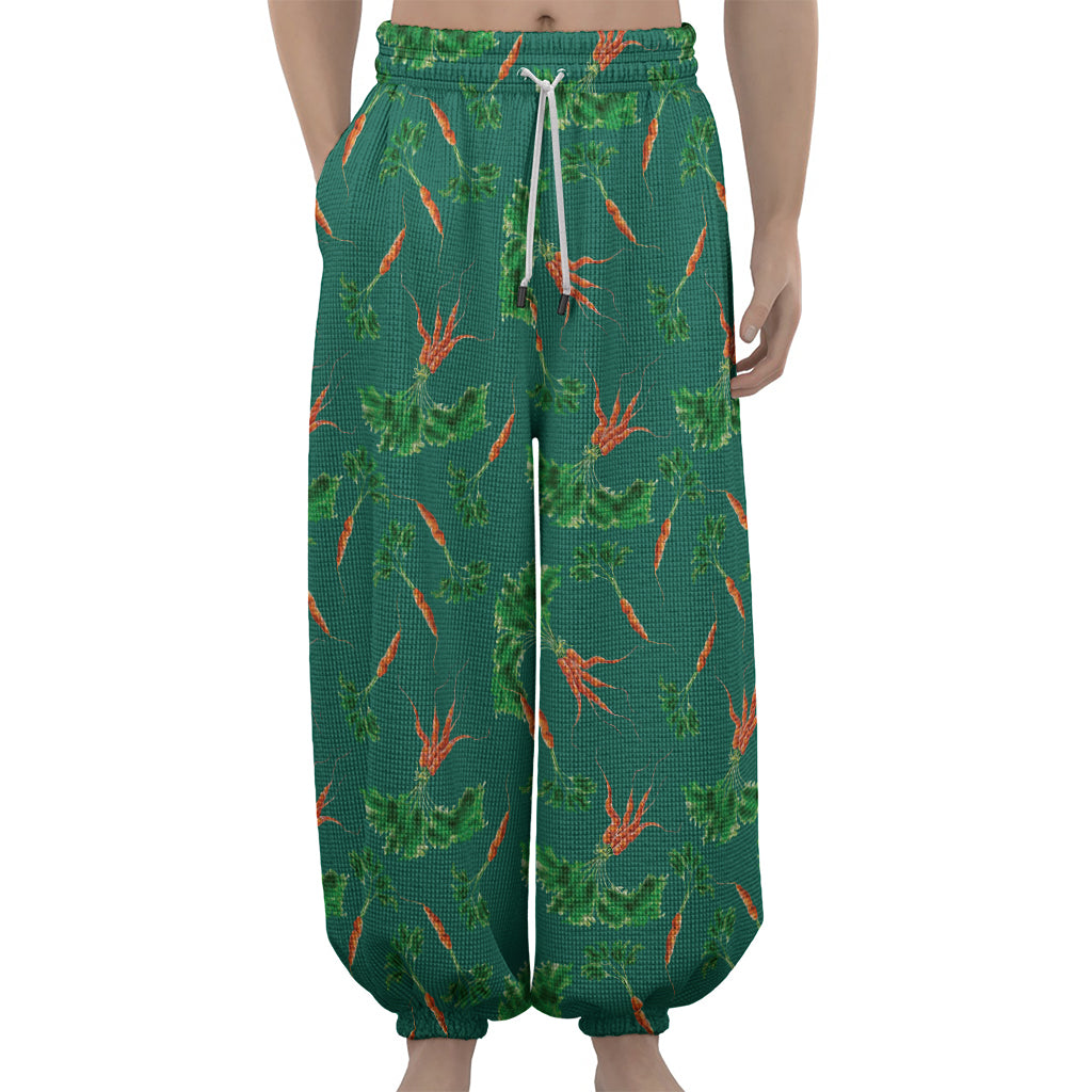 Watercolor Carrot Pattern Print Lantern Pants