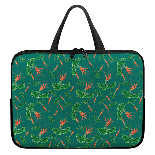 Watercolor Carrot Pattern Print Laptop Sleeve With Handle