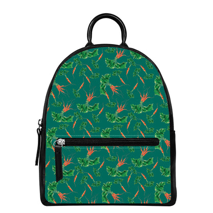 Watercolor Carrot Pattern Print Leather Backpack