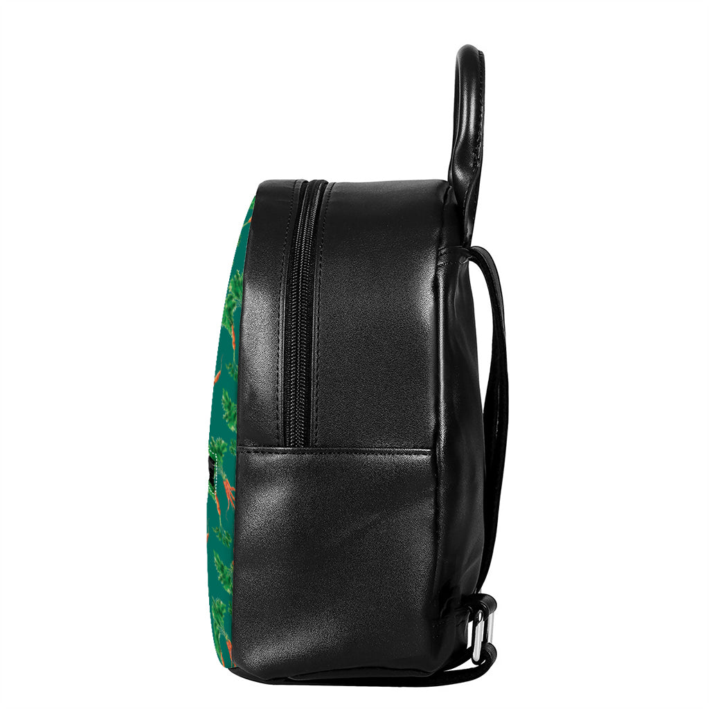 Watercolor Carrot Pattern Print Leather Backpack
