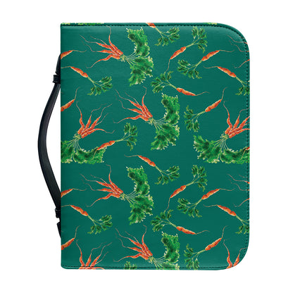 Watercolor Carrot Pattern Print Leather Bible Cover