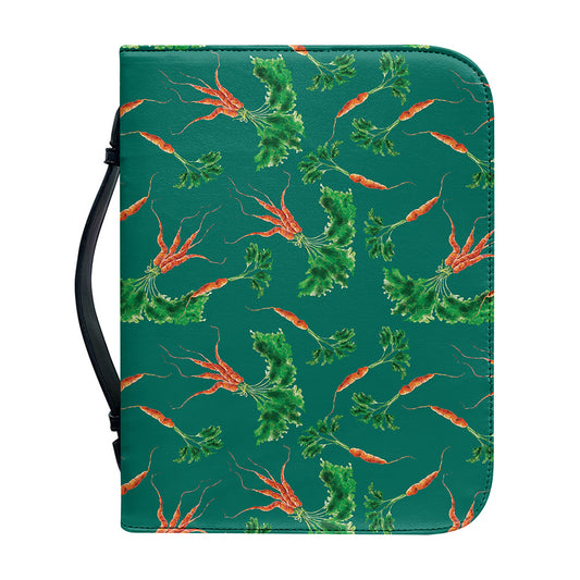 Watercolor Carrot Pattern Print Leather Bible Cover
