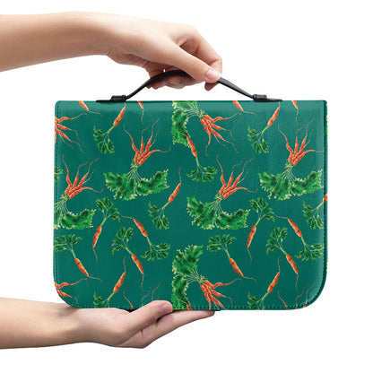Watercolor Carrot Pattern Print Leather Bible Cover