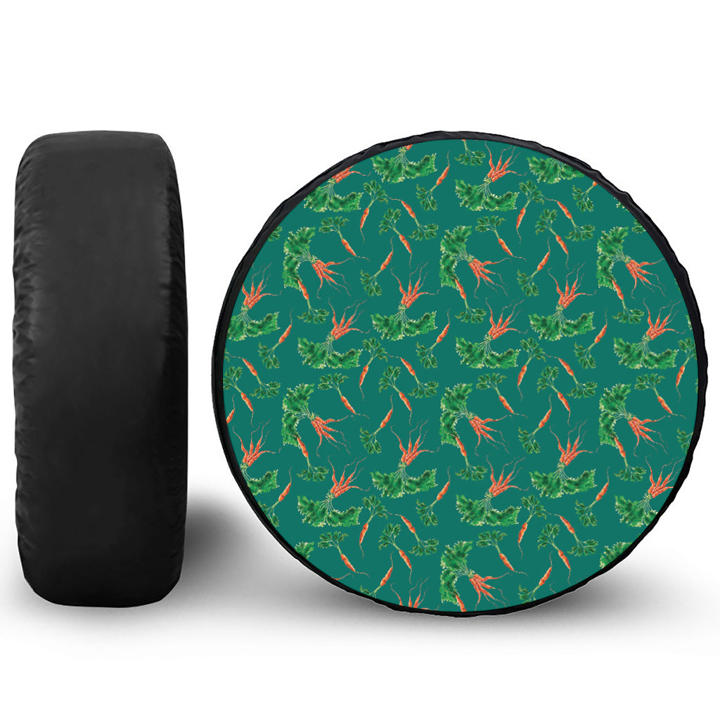 Watercolor Carrot Pattern Print Leather Spare Tire Cover