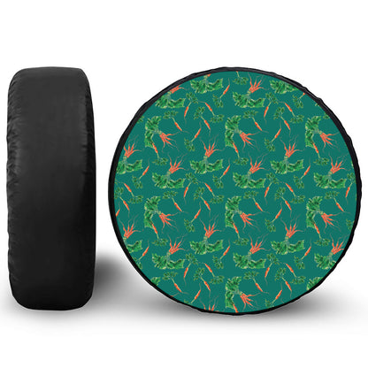 Watercolor Carrot Pattern Print Leather Spare Tire Cover