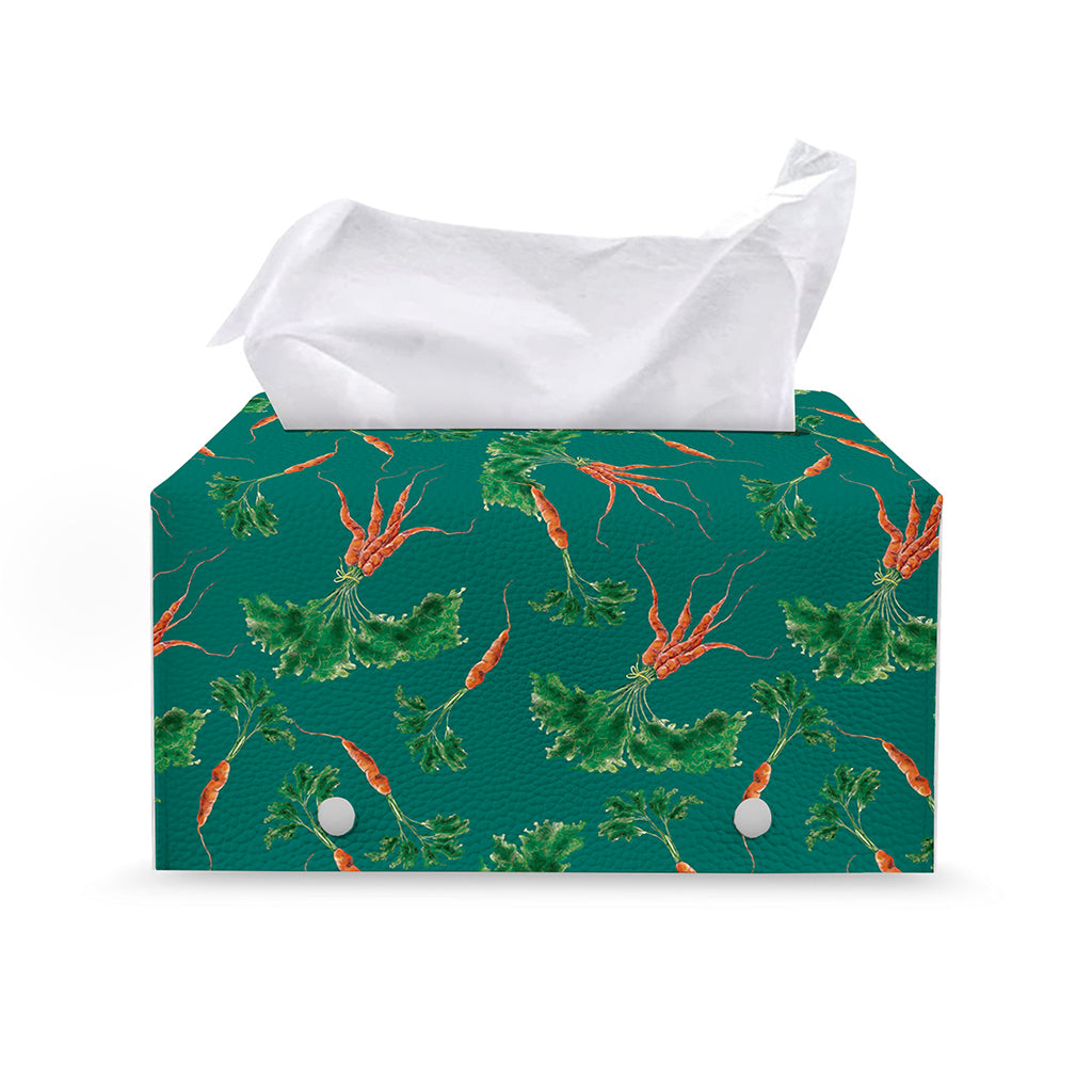 Watercolor Carrot Pattern Print Leather Tissue Box Cover
