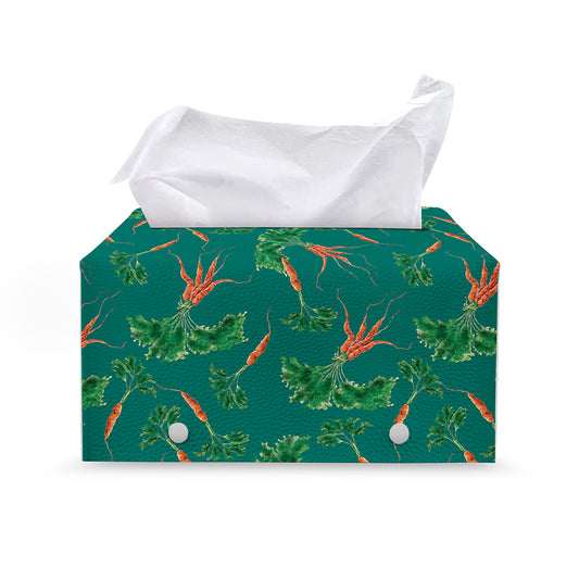 Watercolor Carrot Pattern Print Leather Tissue Box Cover