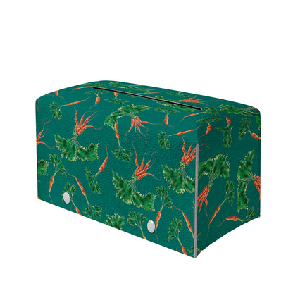 Watercolor Carrot Pattern Print Leather Tissue Box Cover