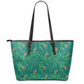 Watercolor Carrot Pattern Print Leather Tote Bag With Zipper