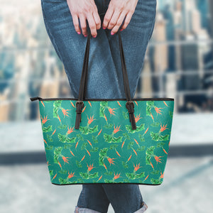 Watercolor Carrot Pattern Print Leather Tote Bag