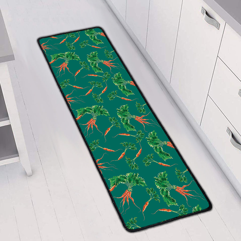Watercolor Carrot Pattern Print Long Kitchen Mat