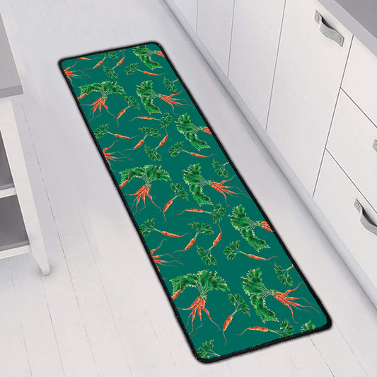 Watercolor Carrot Pattern Print Long Kitchen Mat