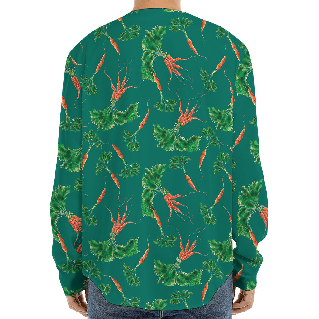 Watercolor Carrot Pattern Print Long Sleeve Baseball Jersey